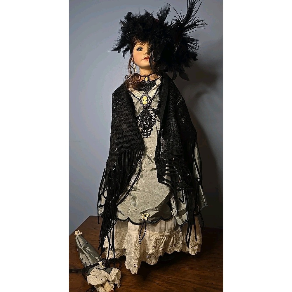 Danbury  Large - Annabelle by  Thelma Resch Porcelain Doll With Stand